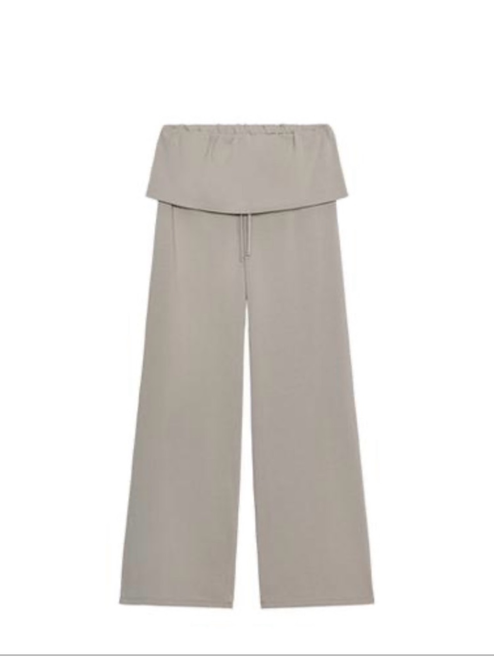 Zara Wide-Leg Drawstring Waist Pants in Taupe